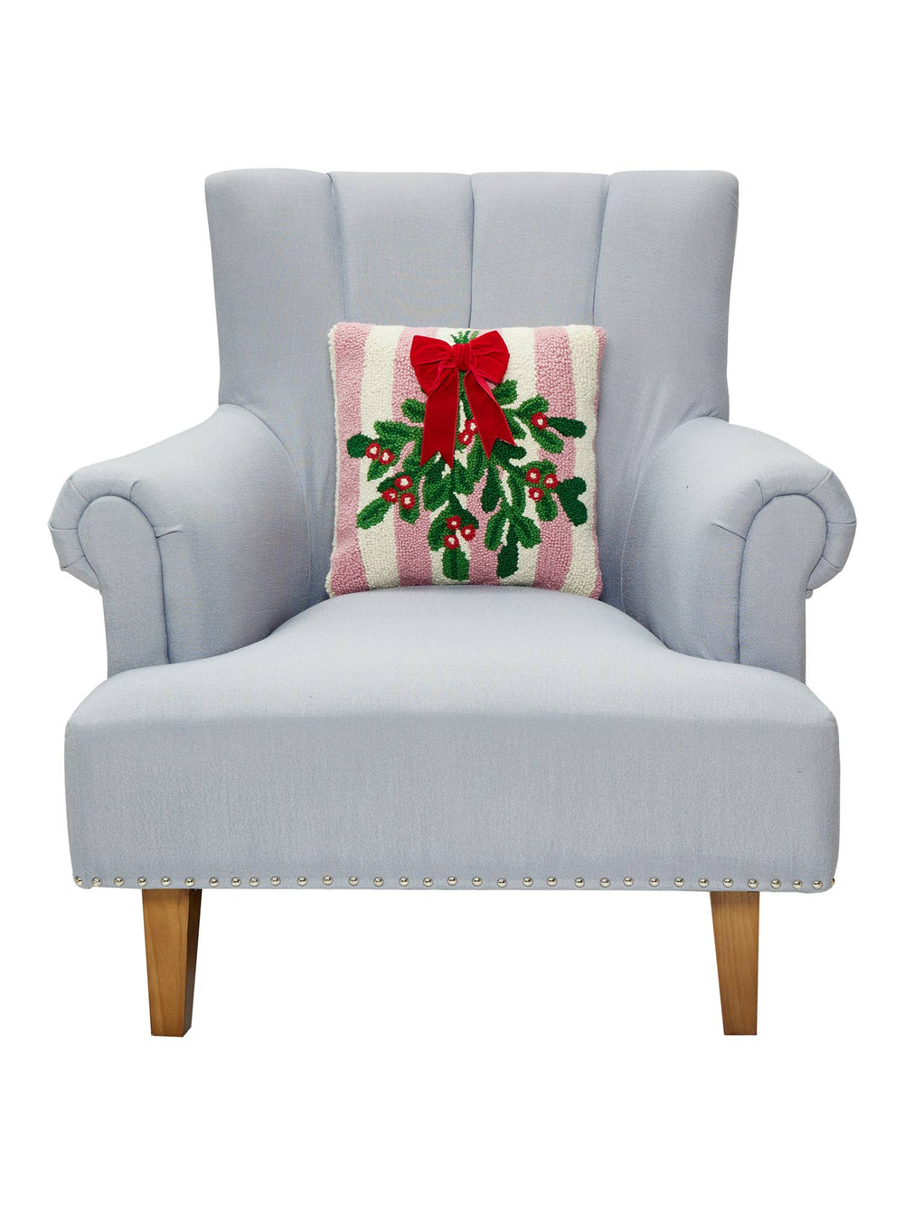 Pink Stripe Mistletoe w/Ribbon Hook Pillow Peking Handicraft Pink Stripe Mistletoe w/Ribbon Hook Pillow Bonjour Fete - Party Supplies