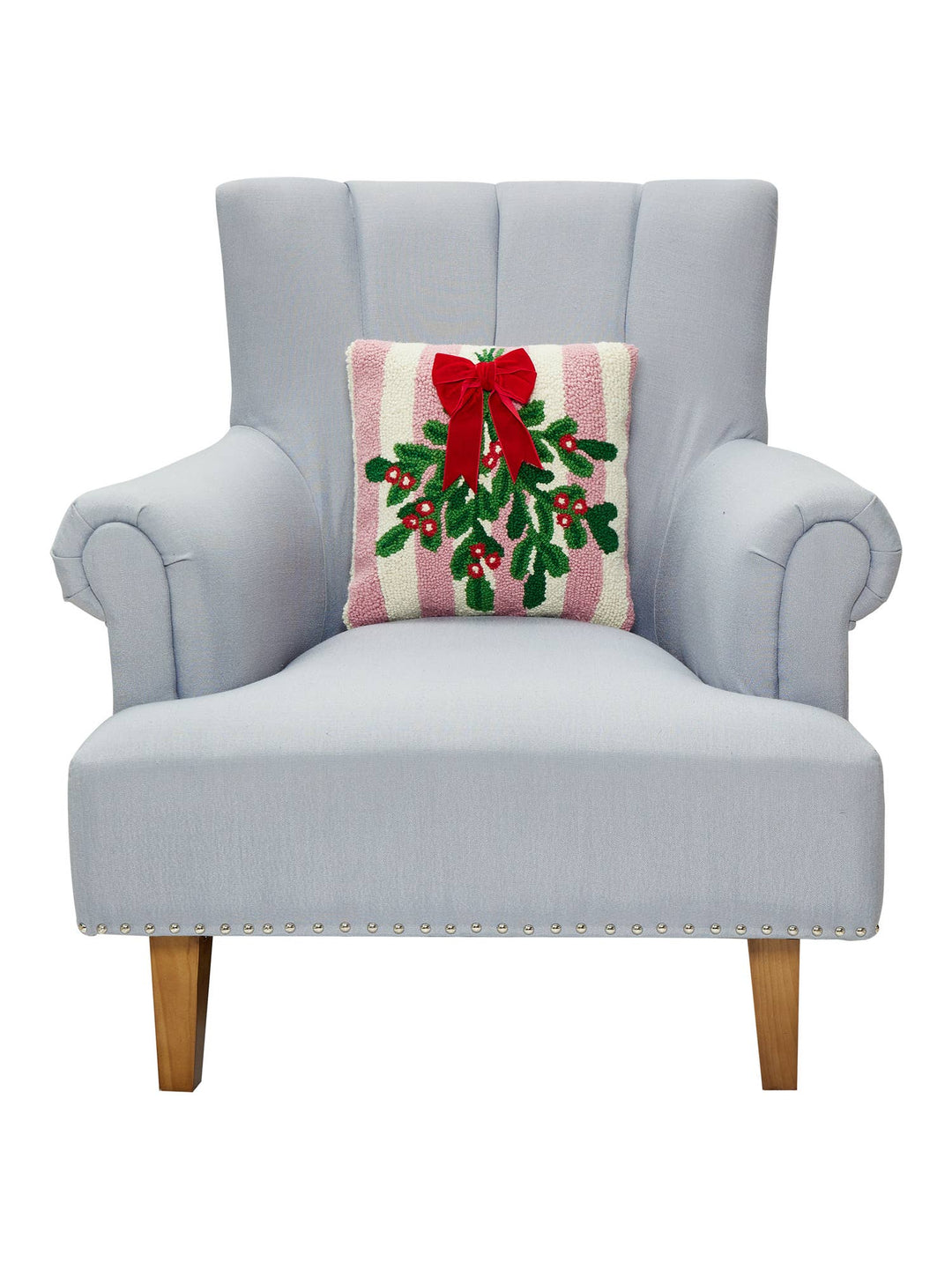 Pink Stripe Mistletoe w/Ribbon Hook Pillow Peking Handicraft Pink Stripe Mistletoe w/Ribbon Hook Pillow Bonjour Fete - Party Supplies
