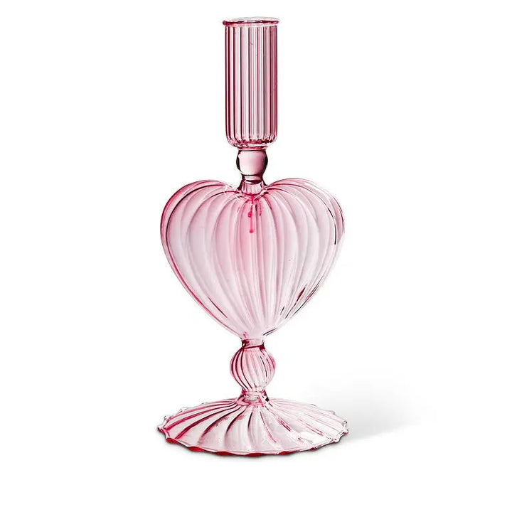 HEART TAPER CANDLE HOLDER Abbott Valentine's Day Decor Pink HEART TAPER CANDLE HOLDER Bonjour Fete - Party Supplies