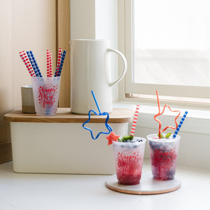 HAPPY 4TH OF JULY RED FROST FLEX CUPS Rosanne Beck Collections Cups Bonjour Fete - Party Supplies