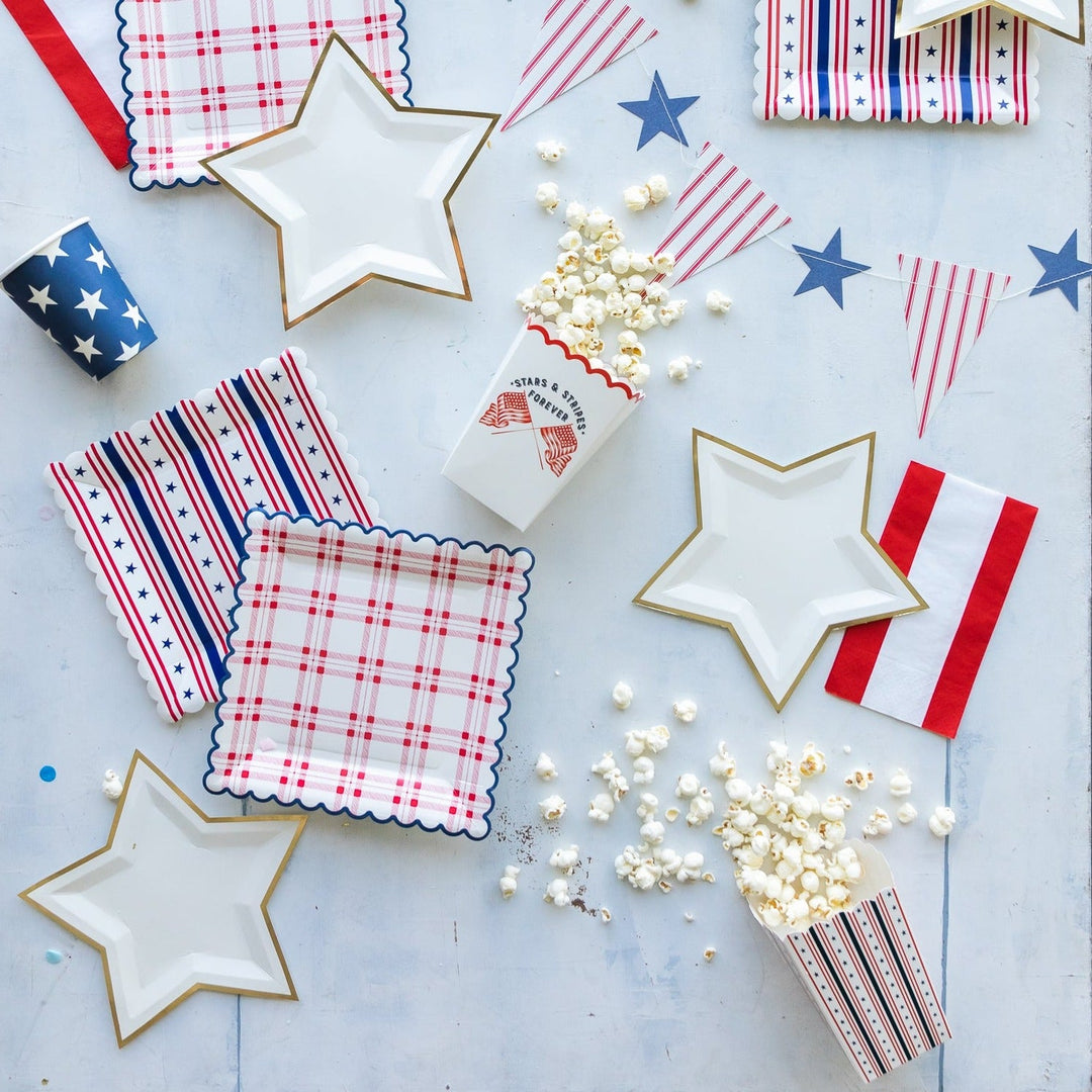 RED STRIPE & BLUE STAR TREAT BOXES My Mind’s Eye 0 Faire Bonjour Fete - Party Supplies