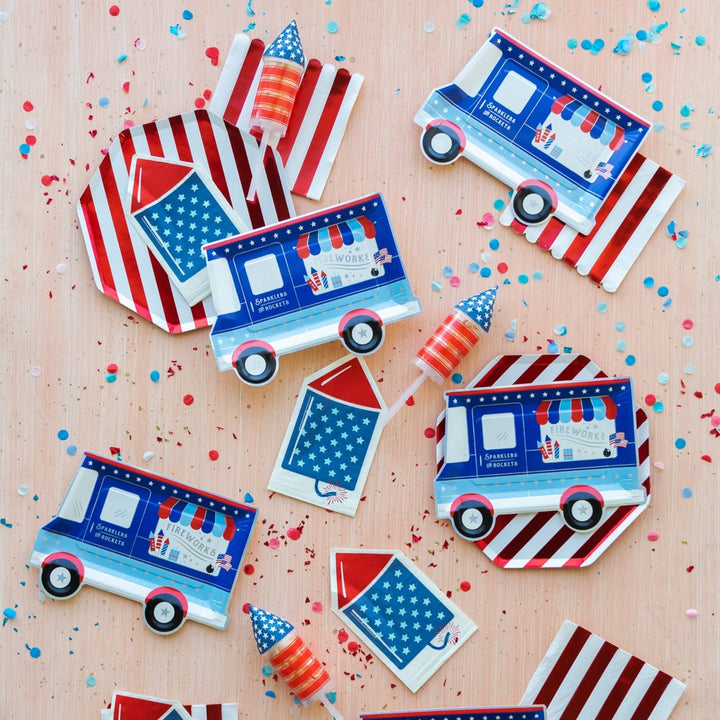 FIREWORK TRUCK PLATES My Mind’s Eye 0 Faire Bonjour Fete - Party Supplies