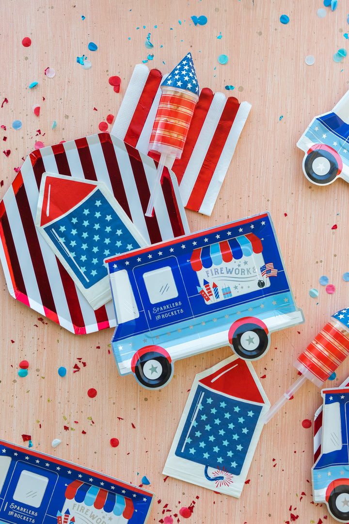 FIREWORK TRUCK PLATES My Mind’s Eye 0 Faire Bonjour Fete - Party Supplies