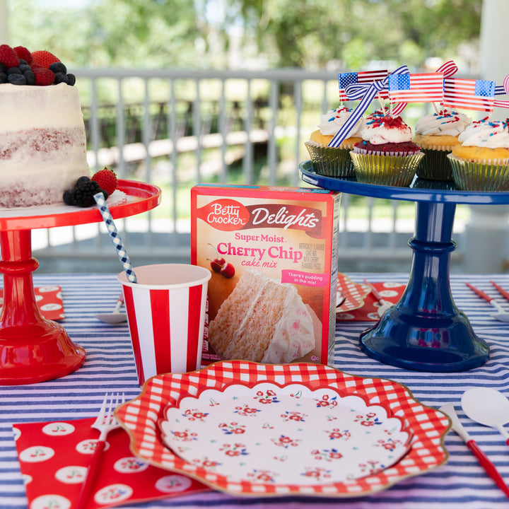 Blue Melamine Cake Stand- Bonjour Fete Party Supplies
