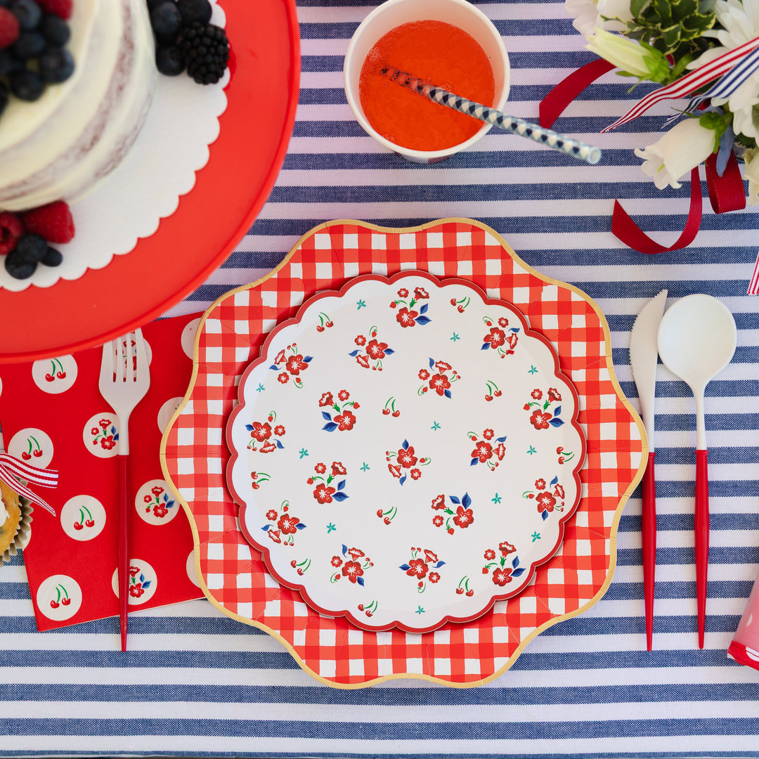 Gingham Floral Patriotic Party with Betty Crocker- Bonjour Fete Party Supplies