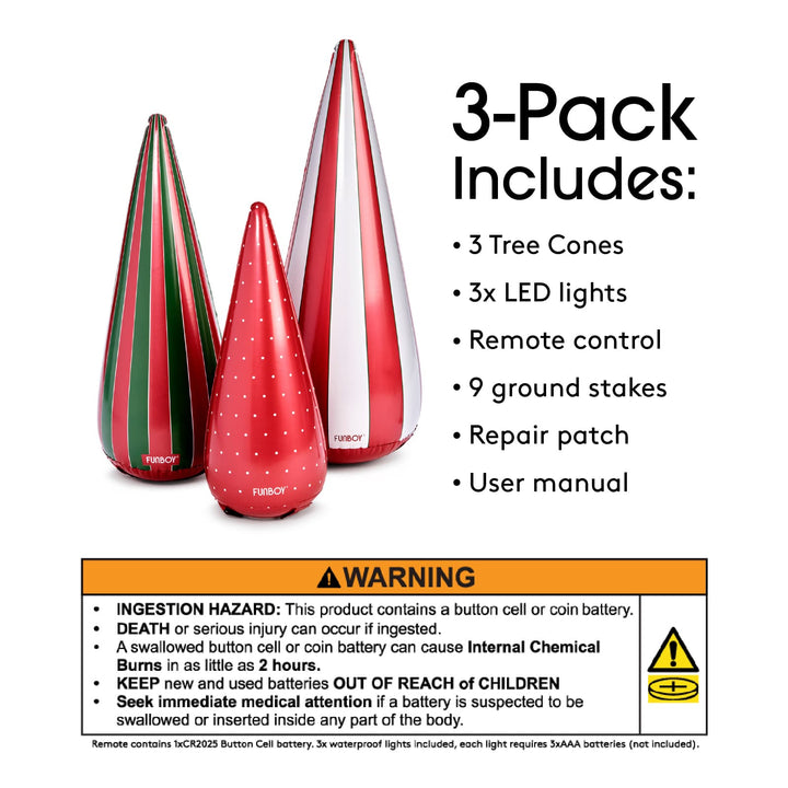Inflatable Holiday Tree Cones Funboy Holiday Decor Inflatable Holiday Tree Cones Bonjour Fete - Party Supplies