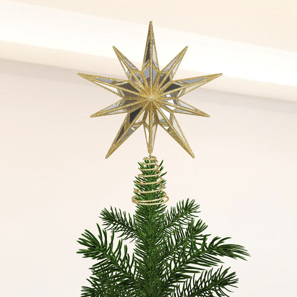 12" Gold Double-Sided Mirrored Star Tree Topper Old World Christmas 12 / 50032 12" Gold Double-Sided Mirrored Star Tree Topper Bonjour Fete - Party Supplies