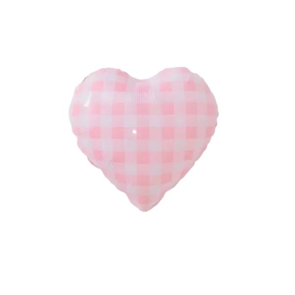 Gingham Pink Heart Foil Balloon
