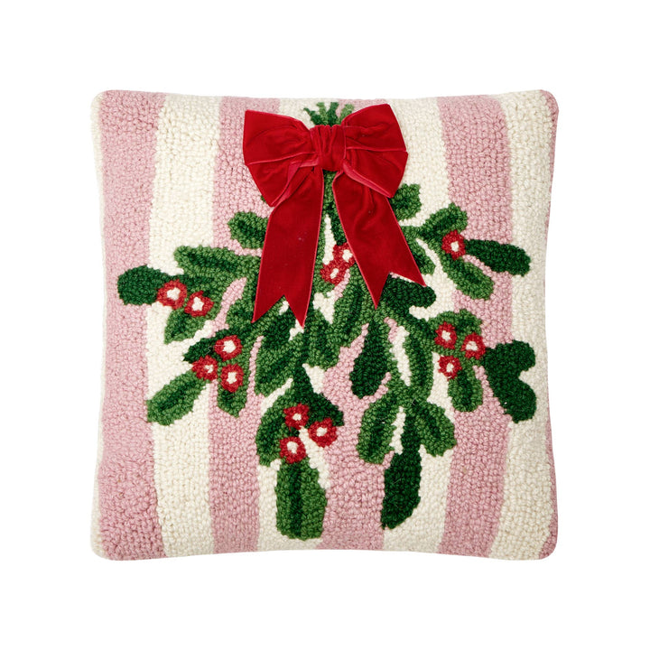 Pink Stripe Mistletoe w/Ribbon Hook Pillow Peking Handicraft Pink Stripe Mistletoe w/Ribbon Hook Pillow Bonjour Fete - Party Supplies