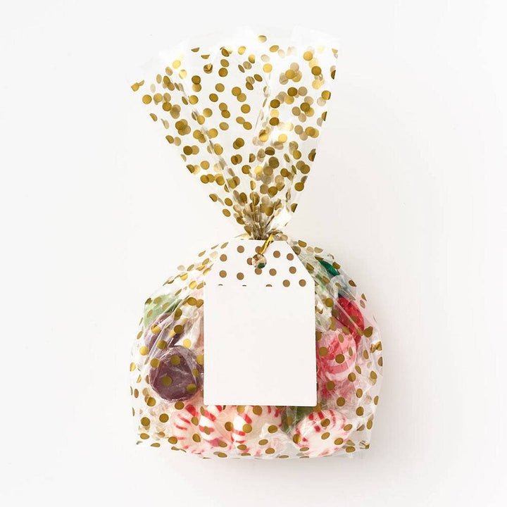 GOLD CONFETTI DOT CELLO BAGS Paper Source Wholesale Gift Wrapping GOLD CONFETTI DOT CELLO BAGS Bonjour Fete - Party Supplies