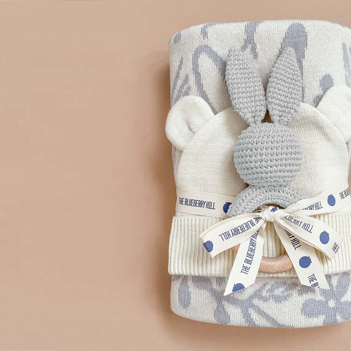 Teether Bunny Grey Cotton Rattle Baby Gift Spring The Blueberry Hill Teether Bunny Grey Cotton Rattle Baby Gift Spring Bonjour Fete - Party Supplies
