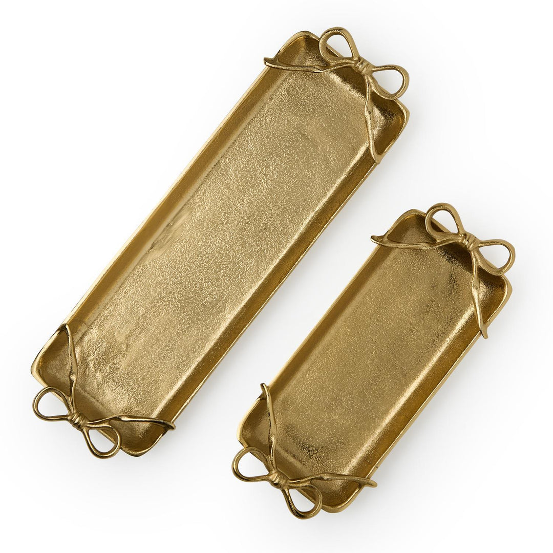 GOLD BOW SERVING TRAY Two's Company Christmas Holiday Kitchen & Entertaining GOLD BOW SERVING TRAY Bonjour Fete - Party Supplies