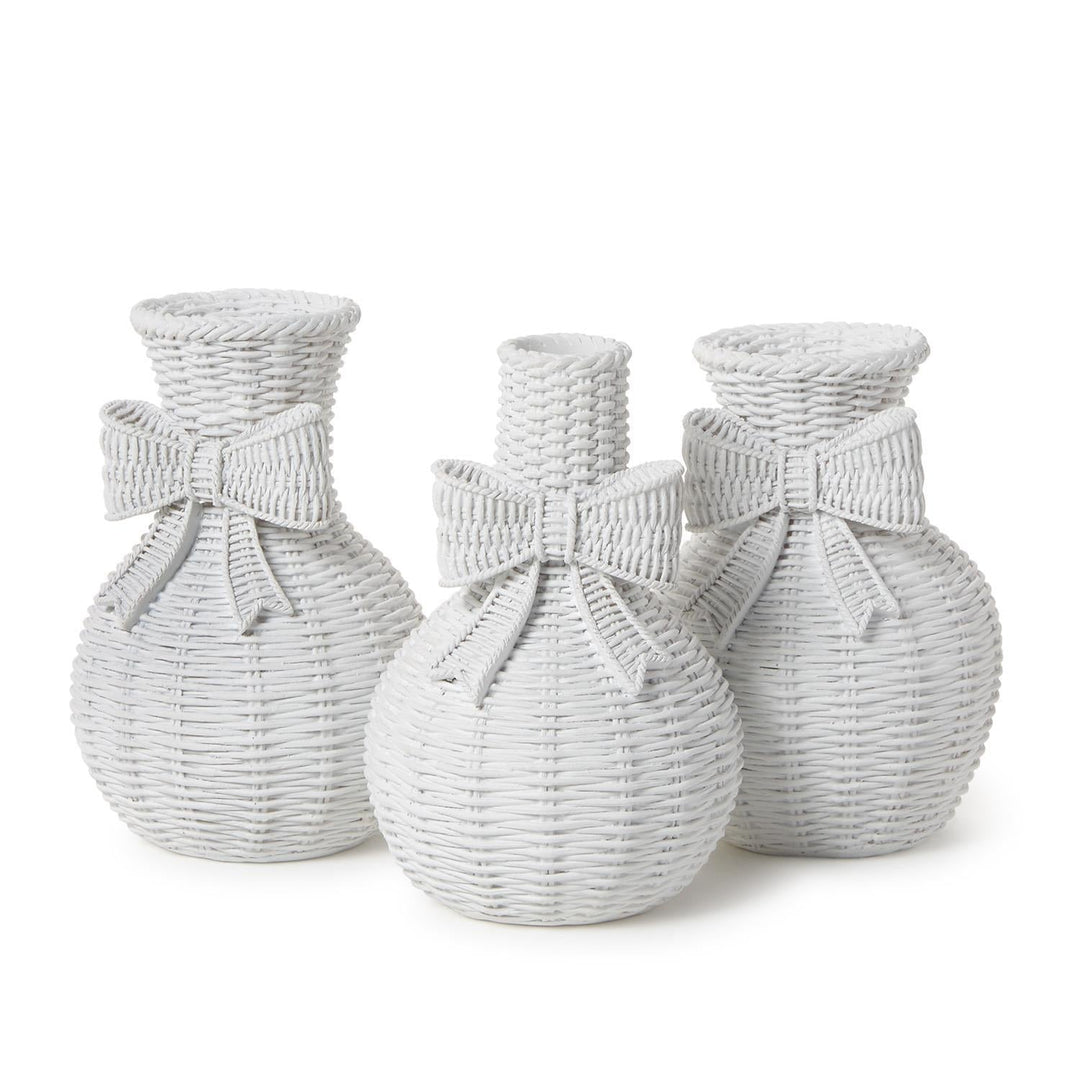 BASKET WEAVE BOW VASE Two's Company kitchen & entertaining BASKET WEAVE BOW VASE Bonjour Fete - Party Supplies