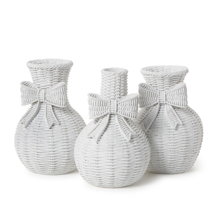 BASKET WEAVE BOW VASE Two's Company kitchen & entertaining BASKET WEAVE BOW VASE Bonjour Fete - Party Supplies