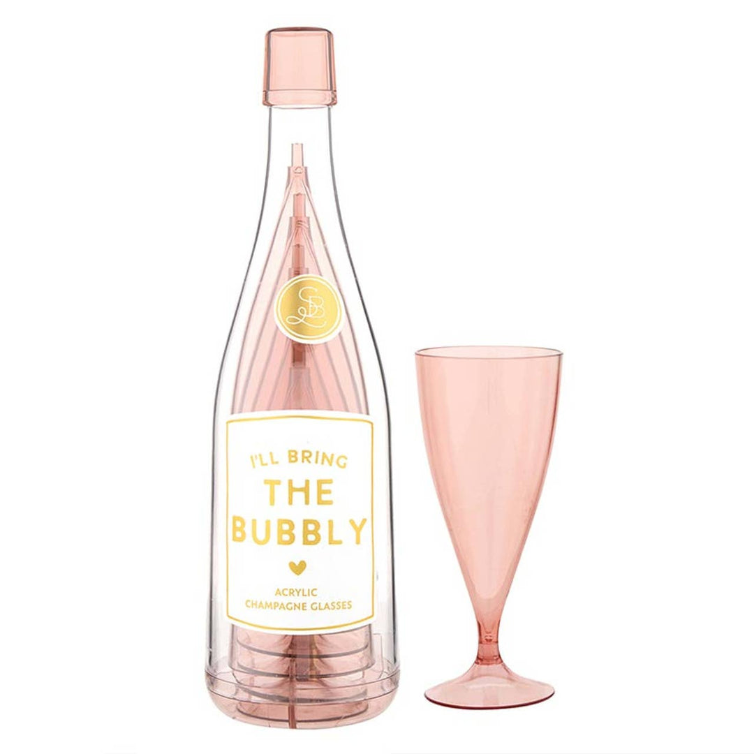 ACRYLIC CHAMPAGNE FLUTES IN STORAGE BOTTLE Santa Barbara Design Studio by Creative Brands ACRYLIC CHAMPAGNE FLUTES IN STORAGE BOTTLE Bonjour Fete - Party Supplies
