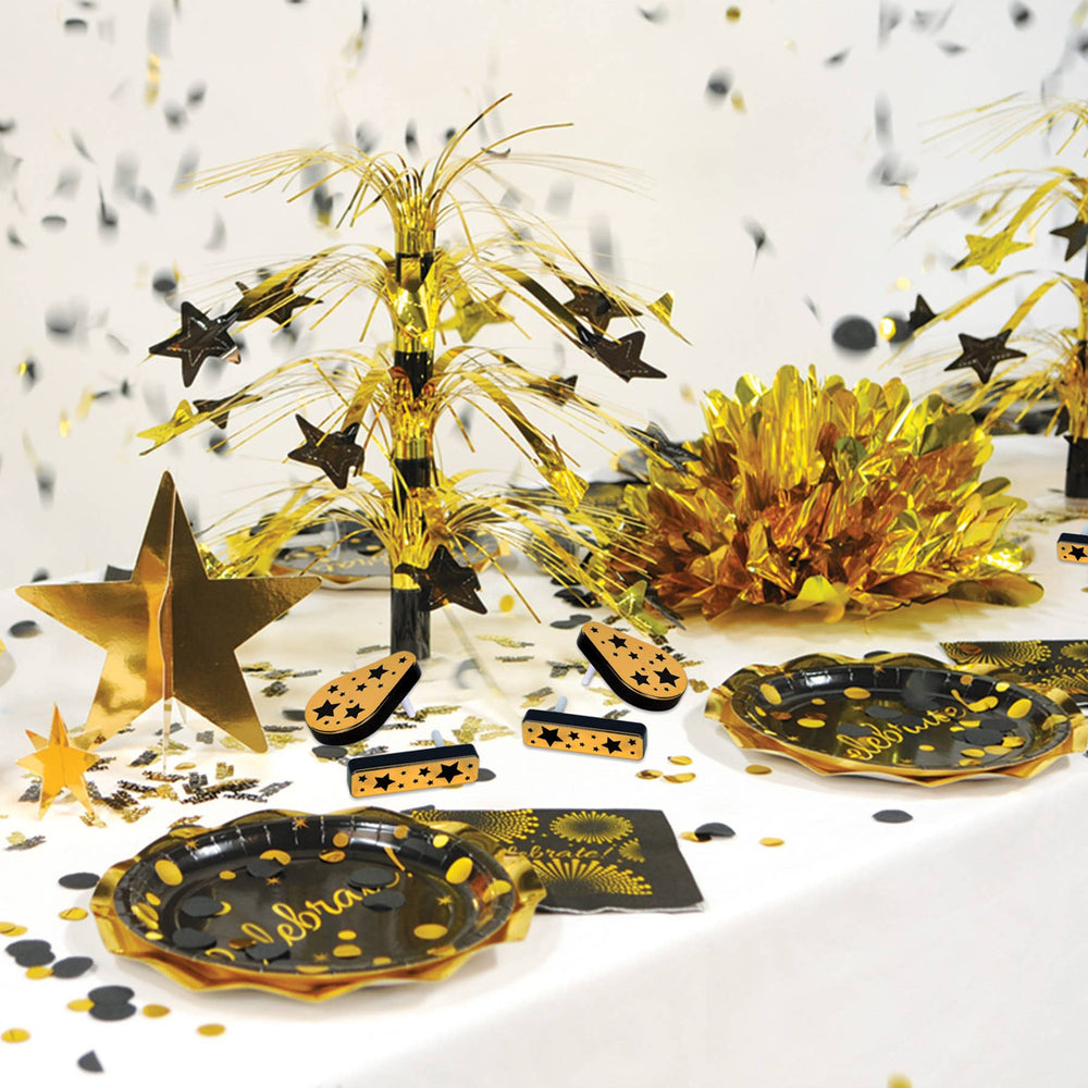 Plastic Metallic Black and Gold Noisemakers Beistle Plastic Metallic Black and Gold Noisemakers Bonjour Fete - Party Supplies