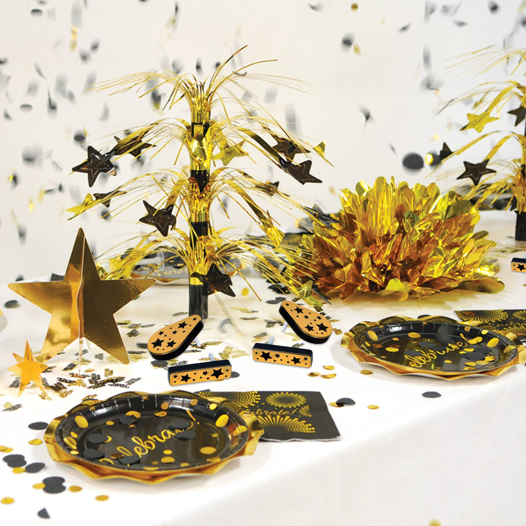 Plastic Metallic Black and Gold Noisemakers Beistle Plastic Metallic Black and Gold Noisemakers Bonjour Fete - Party Supplies