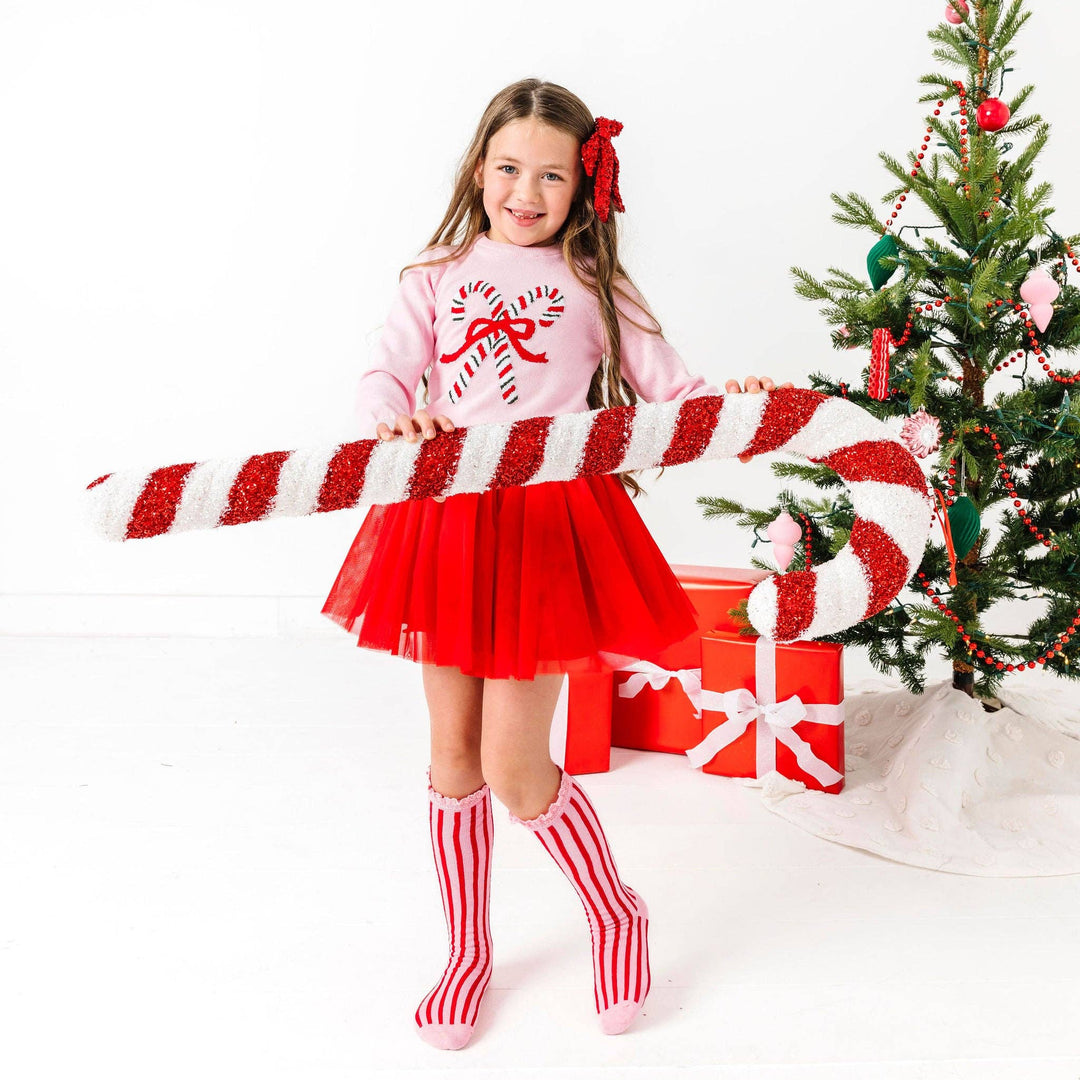 Candy Stripe Lace Top Knee High Socks: 4-6 YEARS Little Stocking Co. Candy Stripe Lace Top Knee High Socks: 4-6 YEARS Bonjour Fete - Party Supplies