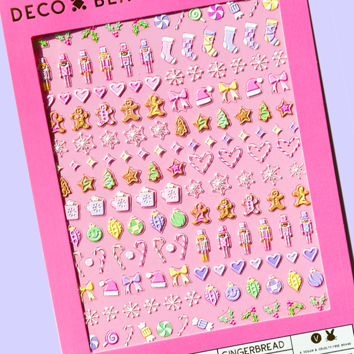 Gingerbread Holiday Nail Art Stickers Bonjour Fete Party Supplies Gifts For Girls