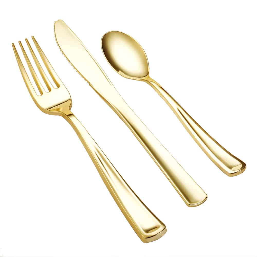 Polished Gold Cutlery Combo Box – Elegant Disposable Set: 24 EcoQuality Polished Gold Cutlery Combo Box – Elegant Disposable Set: 24 Bonjour Fete - Party Supplies