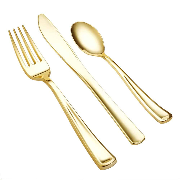 Polished Gold Cutlery Combo Box – Elegant Disposable Set: 24 EcoQuality Polished Gold Cutlery Combo Box – Elegant Disposable Set: 24 Bonjour Fete - Party Supplies