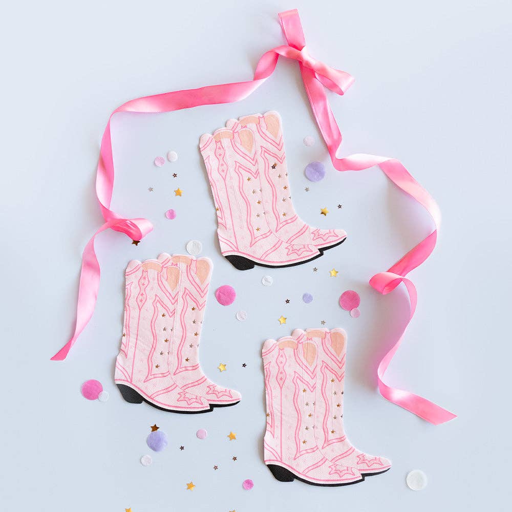 Pink Cowgirl Boot Shaped Napkins Bonjour Fete Party Supplies Horse Party