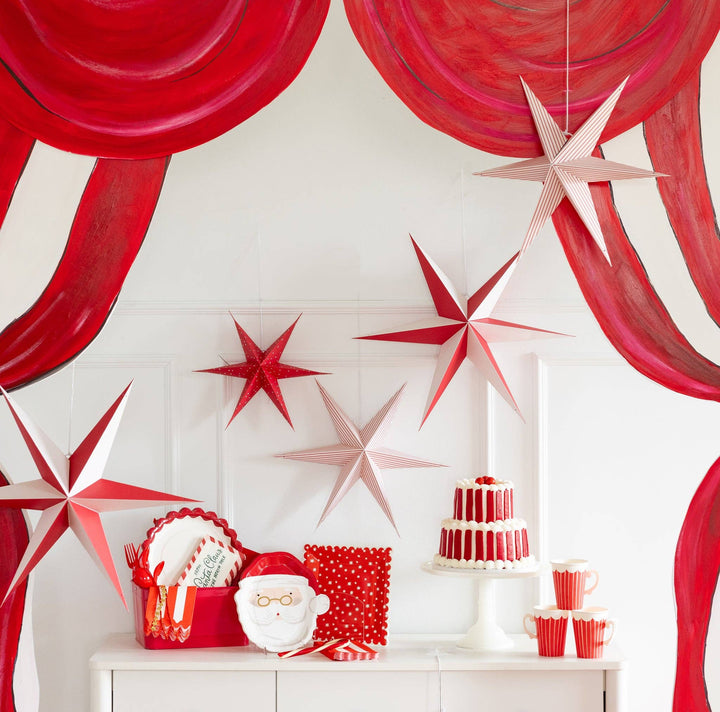 Red Cream 3D Hanging Stars