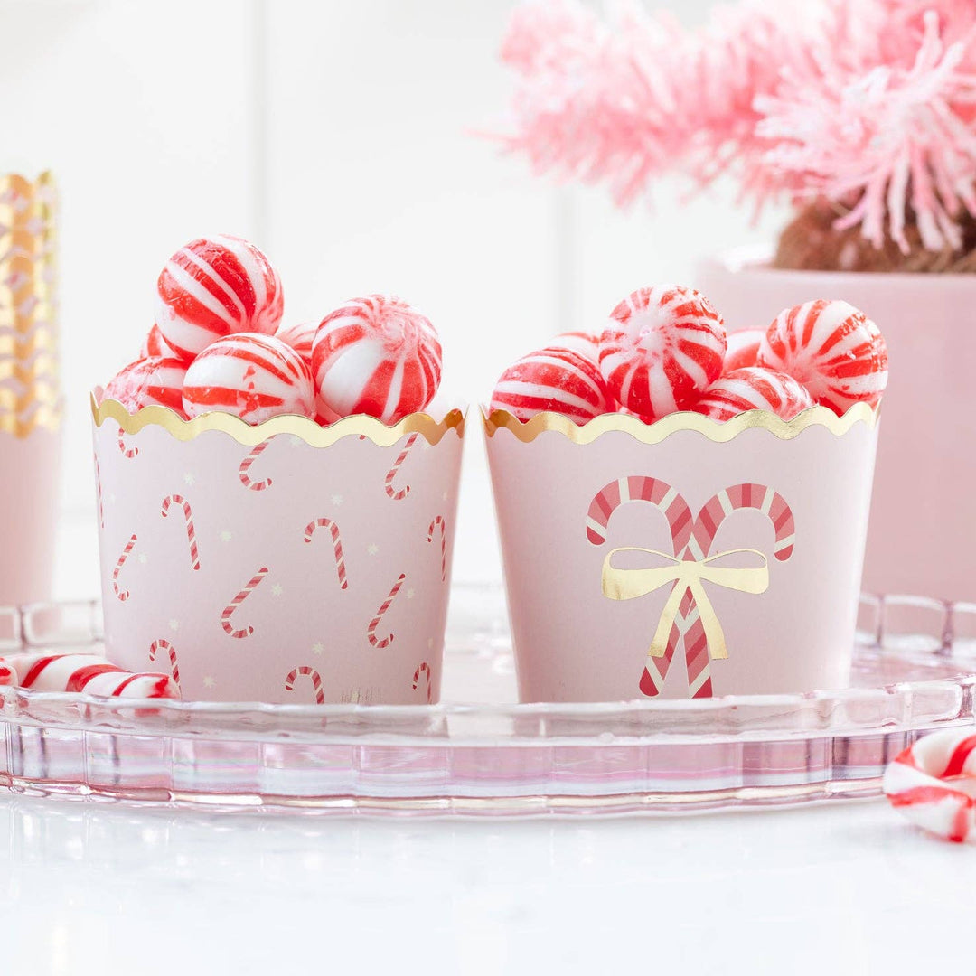 PLCC1924 - Foiled Pink Candy Cane Baking Cup 5 oz My Mind’s Eye PLCC1924 - Foiled Pink Candy Cane Baking Cup 5 oz Bonjour Fete - Party Supplies