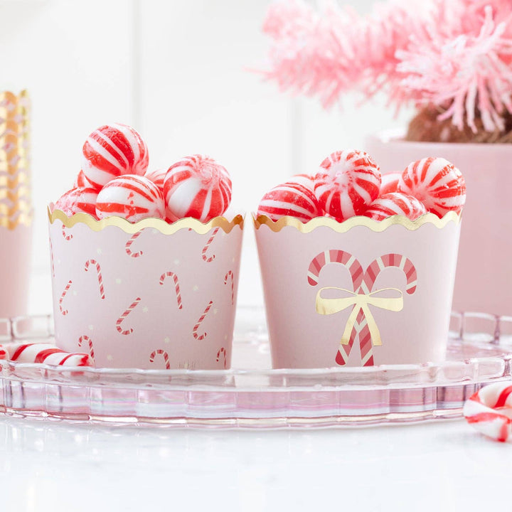 PLCC1924 - Foiled Pink Candy Cane Baking Cup 5 oz My Mind’s Eye PLCC1924 - Foiled Pink Candy Cane Baking Cup 5 oz Bonjour Fete - Party Supplies