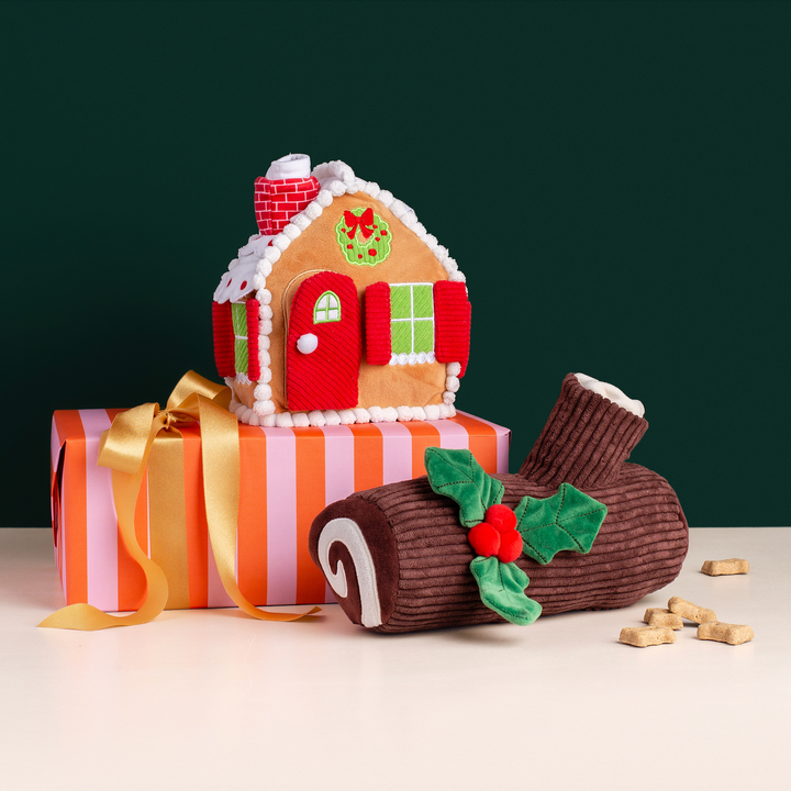 Gingerbread House Interactive Snuffle Holiday Dog Toy Bonjour Fete Party Supplies Holiday Pet