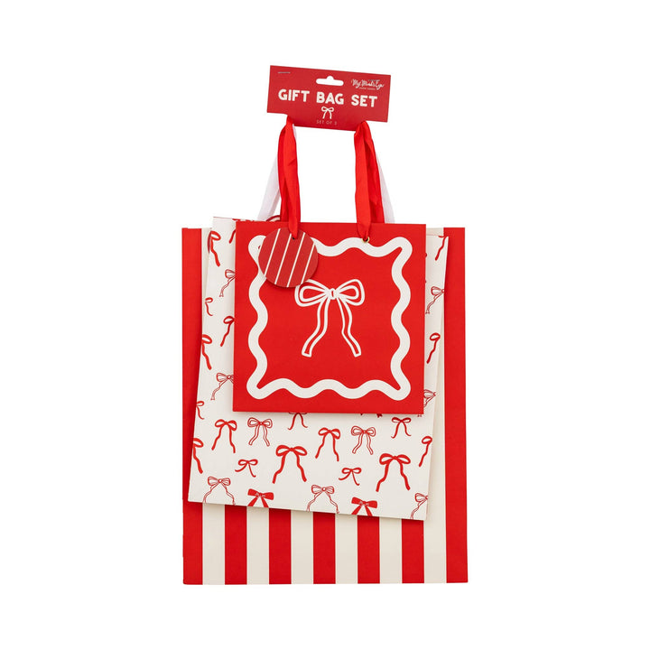 PLGBS233 - Christmas Bows Gift Bag Set My Mind’s Eye PLGBS233 - Christmas Bows Gift Bag Set Bonjour Fete - Party Supplies