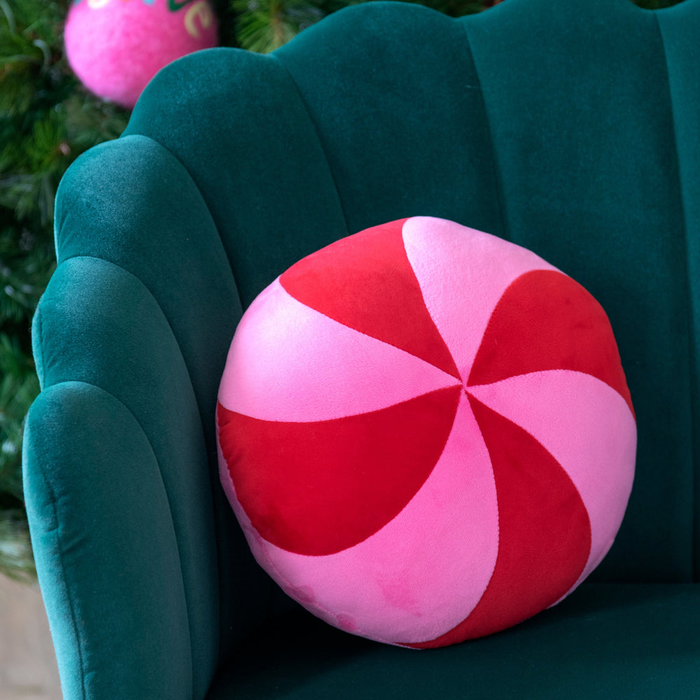 Shiraleah Peppermint Candy Pillow, Pink Shiraleah Retail Décor Shiraleah Peppermint Candy Pillow, Pink Bonjour Fete - Party Supplies