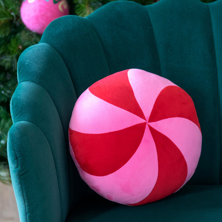 Shiraleah Peppermint Candy Pillow, Pink Shiraleah Retail Décor Shiraleah Peppermint Candy Pillow, Pink Bonjour Fete - Party Supplies