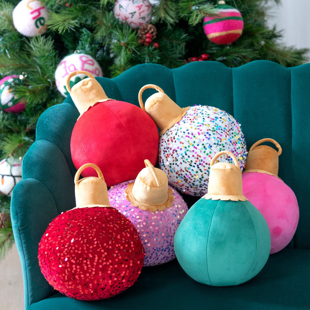 Shiraleah Assorted Set of 6 Merry Bauble Small Pillows, Multi Shiraleah Retail Décor Shiraleah Assorted Set of 6 Merry Bauble Small Pillows, Multi Bonjour Fete - Party Supplies