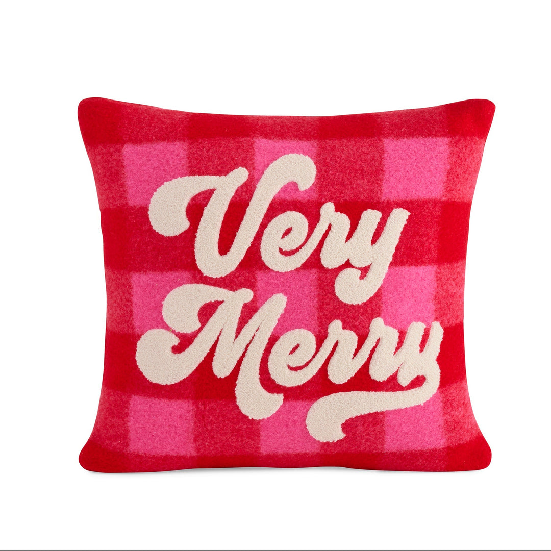 Shiraleah "Very Merry" Plaid Pillow, Red Shiraleah Retail Décor Shiraleah "Very Merry" Plaid Pillow, Red Bonjour Fete - Party Supplies