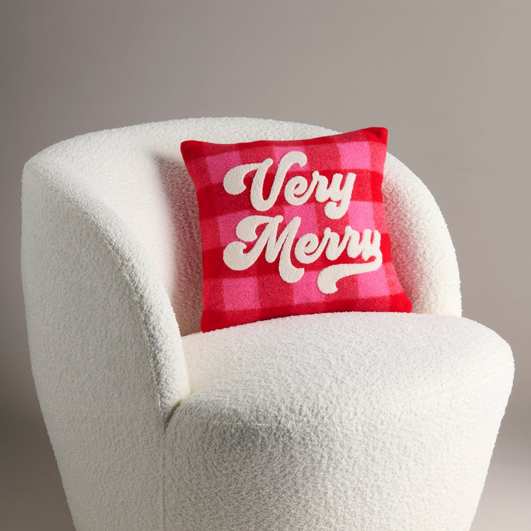 Shiraleah "Very Merry" Plaid Pillow, Red Shiraleah Retail Décor Shiraleah "Very Merry" Plaid Pillow, Red Bonjour Fete - Party Supplies