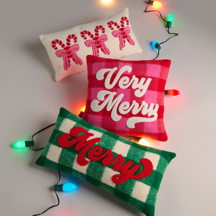 Shiraleah "Very Merry" Plaid Pillow, Red Shiraleah Retail Décor Shiraleah "Very Merry" Plaid Pillow, Red Bonjour Fete - Party Supplies