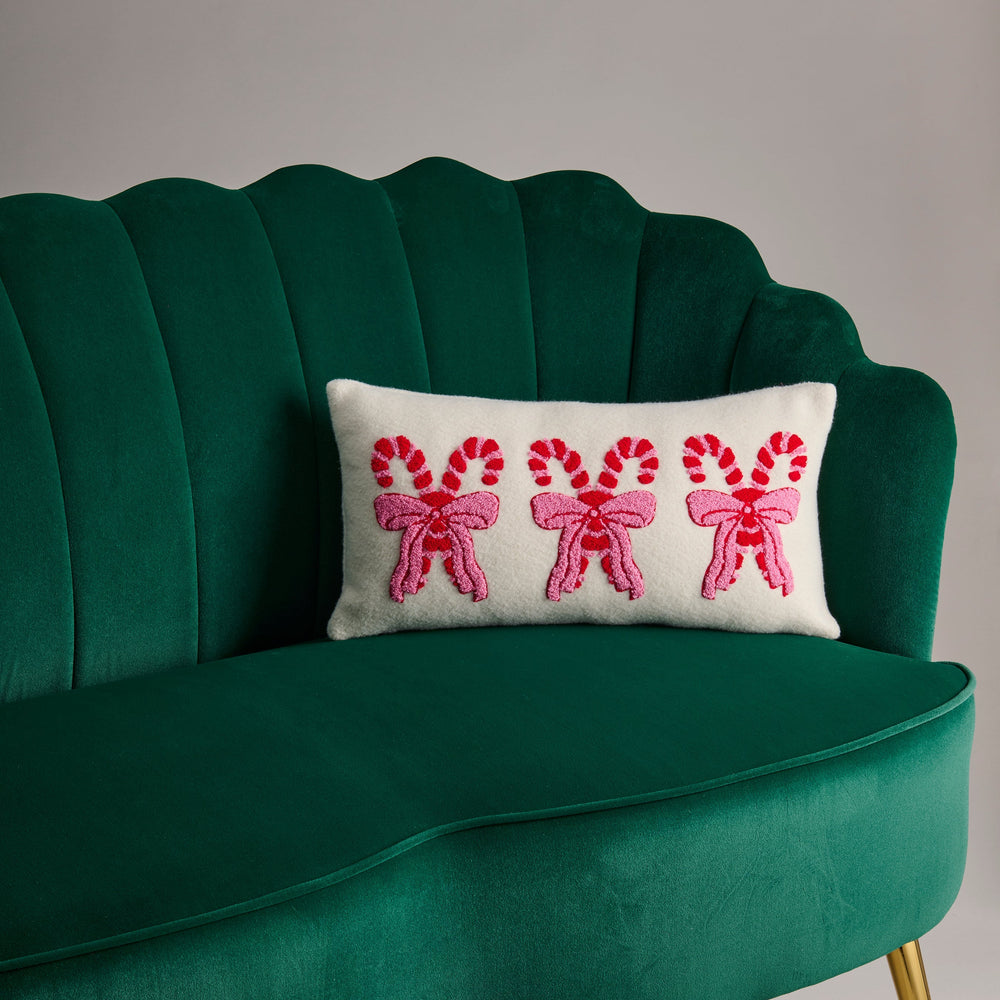 Shiraleah Pretty Candy Cane Pillow, Ivory Shiraleah Retail Décor Shiraleah Pretty Candy Cane Pillow, Ivory Bonjour Fete - Party Supplies