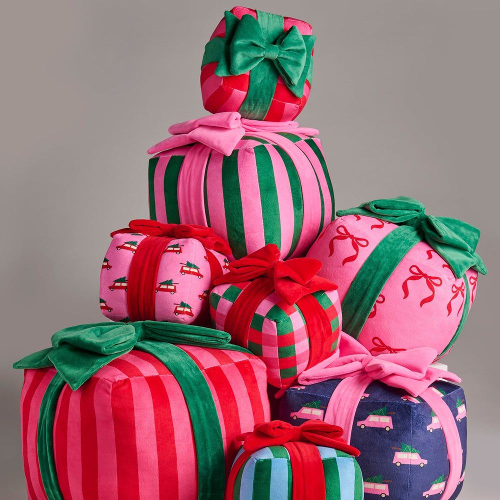 Shiraleah Assorted Set of 8 Patterns Gift Box Pillows, Multi Shiraleah Retail Décor Shiraleah Assorted Set of 8 Patterns Gift Box Pillows, Multi Bonjour Fete - Party Supplies