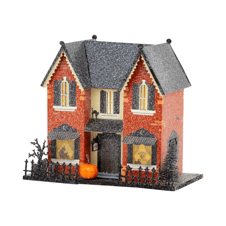 Madame Mystic paper house Halloween village decoration for a Halloween display