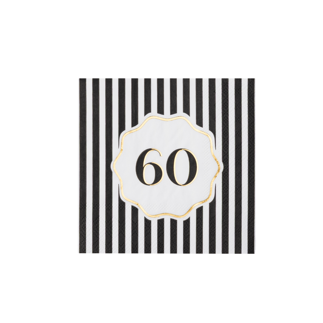 60TH BIRTHDAY COCKTAIL NAPKINS Bonjour Fete Napkins 60TH BIRTHDAY COCKTAIL NAPKINS Bonjour Fete - Party Supplies
