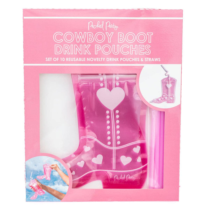 COWBOY BOOT DRINK POUCH SET Packed Party Cups COWBOY BOOT DRINK POUCH SET Bonjour Fete - Party Supplies