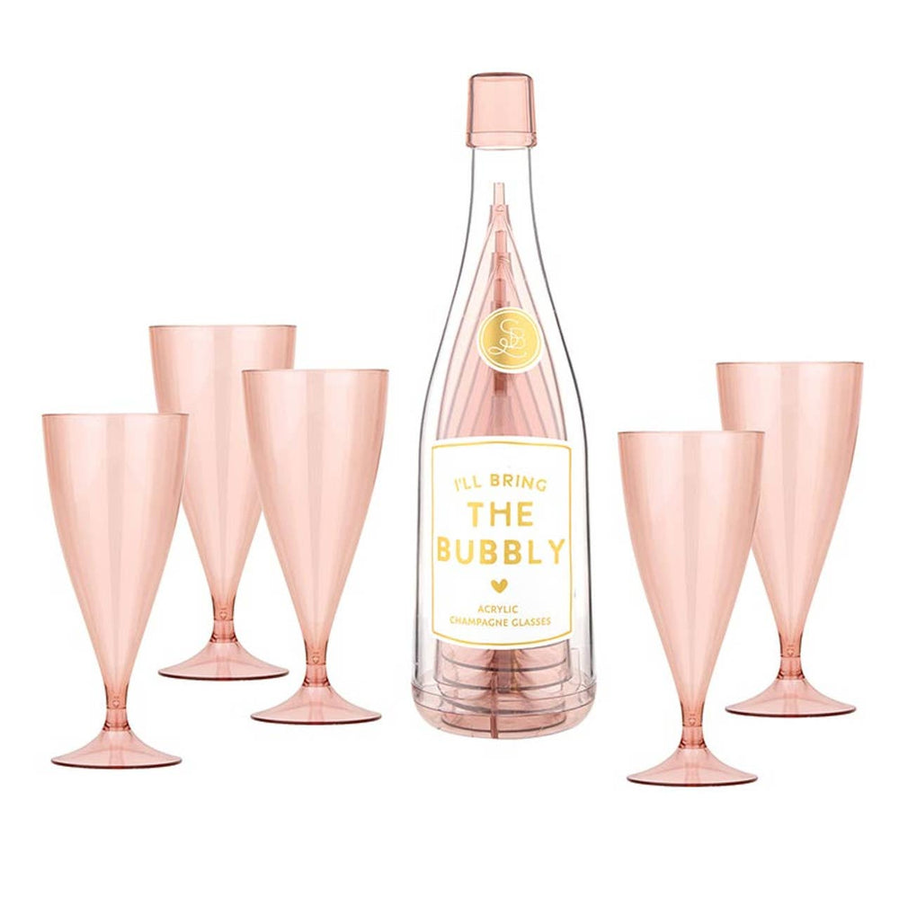 ACRYLIC CHAMPAGNE FLUTES IN STORAGE BOTTLE Santa Barbara Design Studio by Creative Brands ACRYLIC CHAMPAGNE FLUTES IN STORAGE BOTTLE Bonjour Fete - Party Supplies