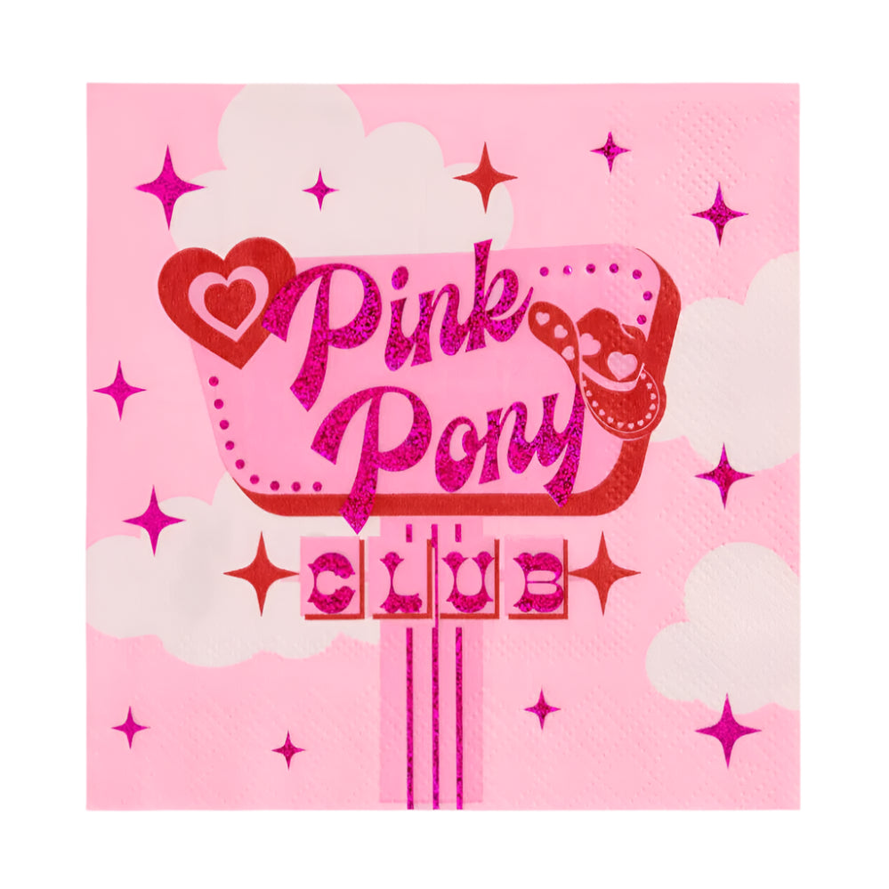 PINK PONY CLUB COCKTAIL NAPKINS xo, Fetti Napkins PINK PONY CLUB COCKTAIL NAPKINS Bonjour Fete - Party Supplies