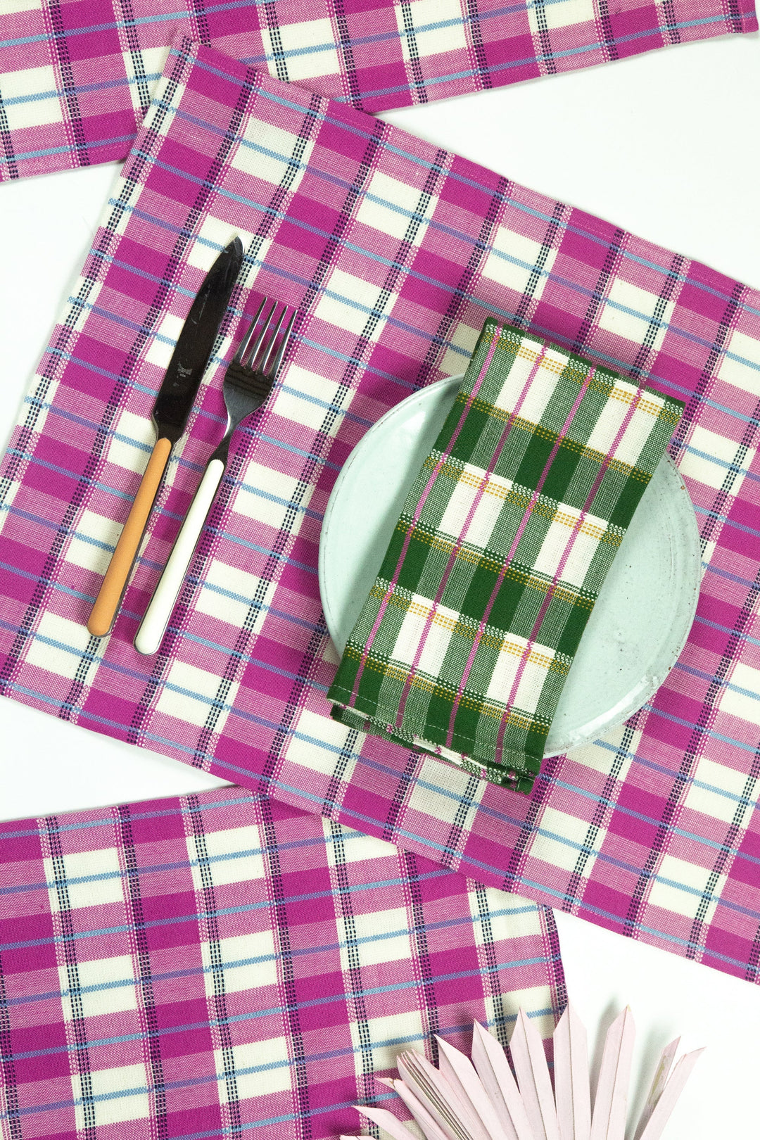 San Andres Gingham Forest & White Napkins Archive New York Kitchen San Andres Gingham Forest & White Napkins Bonjour Fete - Party Supplies