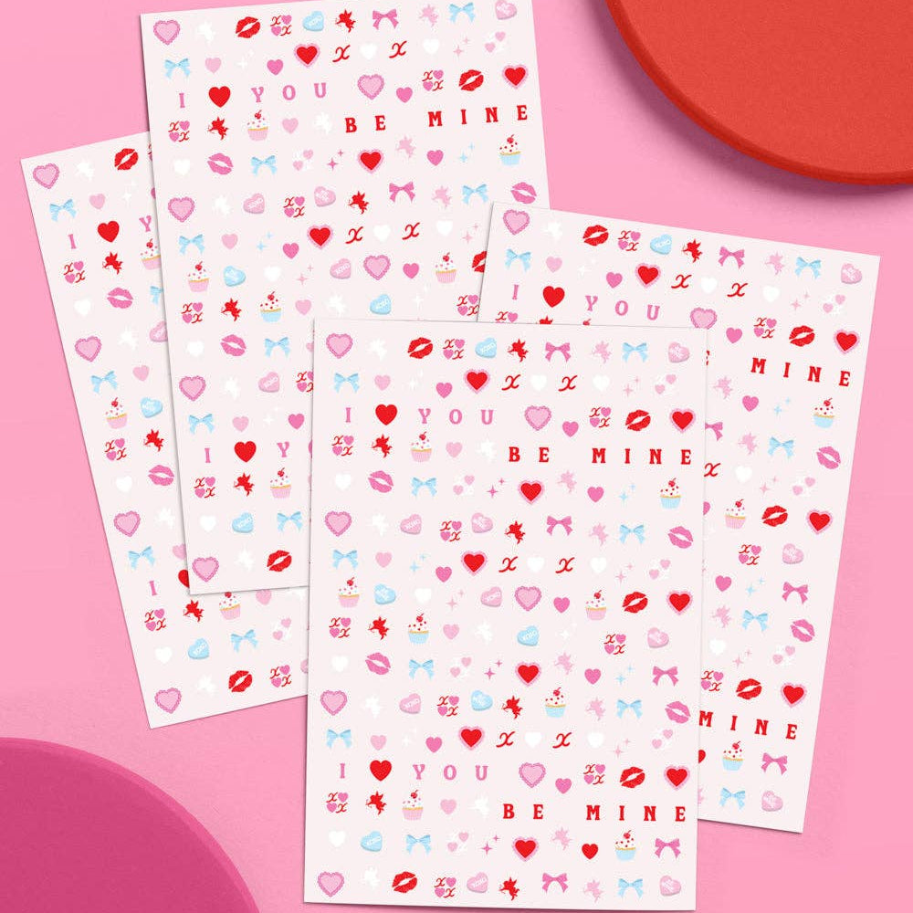 Be Mine Nail Stickers - 164 stickers xo, Fetti Be Mine Nail Stickers - 164 stickers Bonjour Fete - Party Supplies