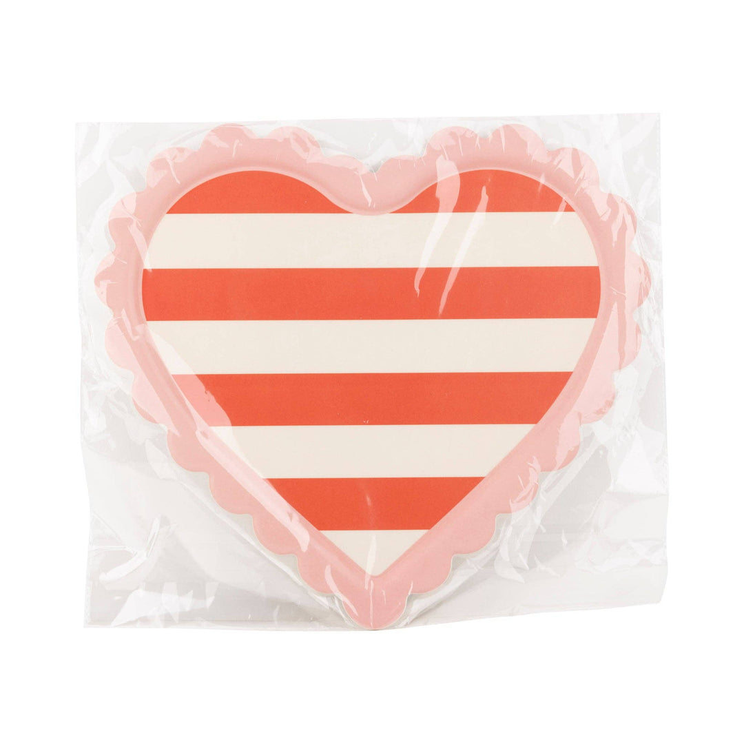 VAL1120 - Scalloped Striped Heart Tray My Mind’s Eye VAL1120 - Scalloped Striped Heart Tray Bonjour Fete - Party Supplies