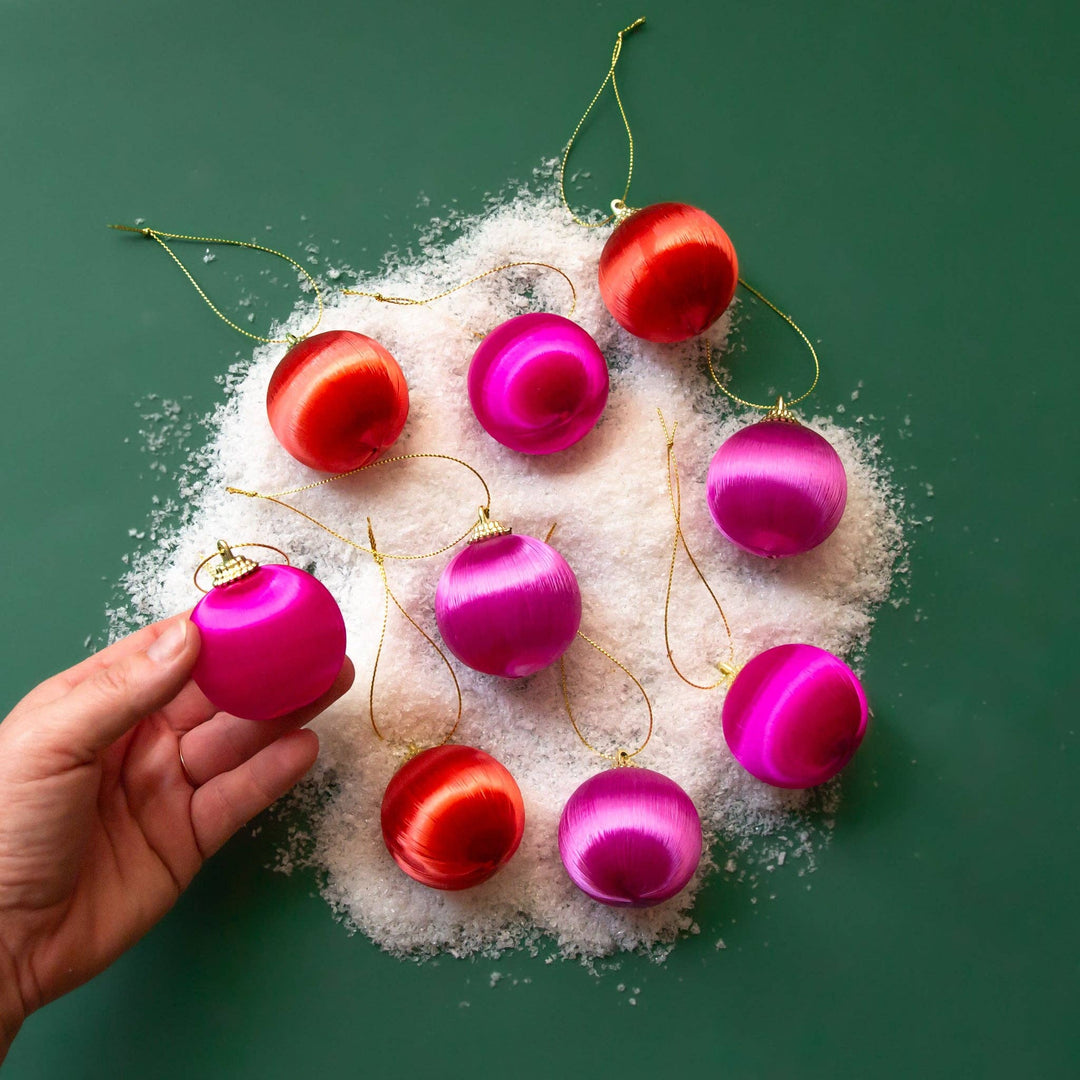 Retro Satin Ornaments | Set of 9 | Standard Sunshine Studios Retro Satin Ornaments | Set of 9 | Standard Bonjour Fete - Party Supplies