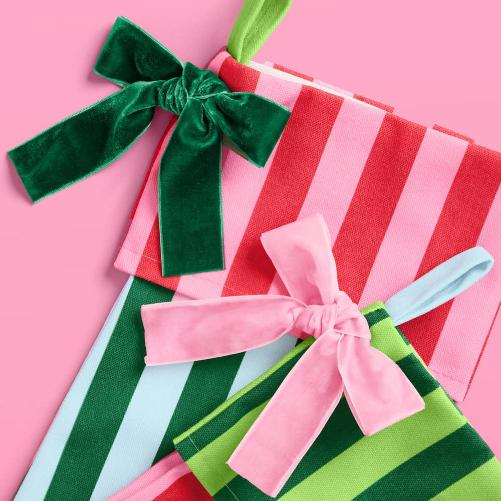 Striped Stocking Set - 2 pieces Xmas Christmas Holiday Tree xo, Fetti Striped Stocking Set - 2 pieces Xmas Christmas Holiday Tree Bonjour Fete - Party Supplies