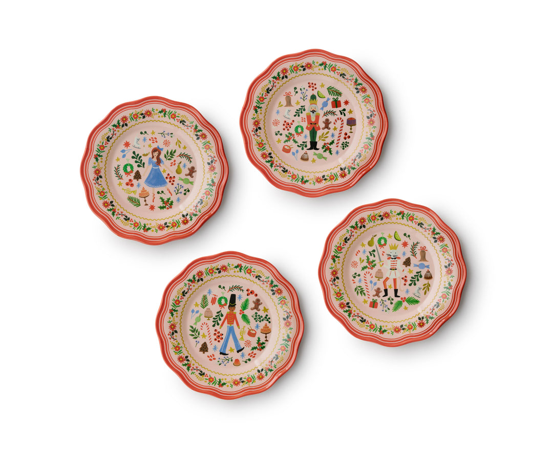 Holly Jolly Nutcracker Melamine Assorted Dessert Plates Rifle Paper Co. Holly Jolly Nutcracker Melamine Assorted Dessert Plates Bonjour Fete - Party Supplies